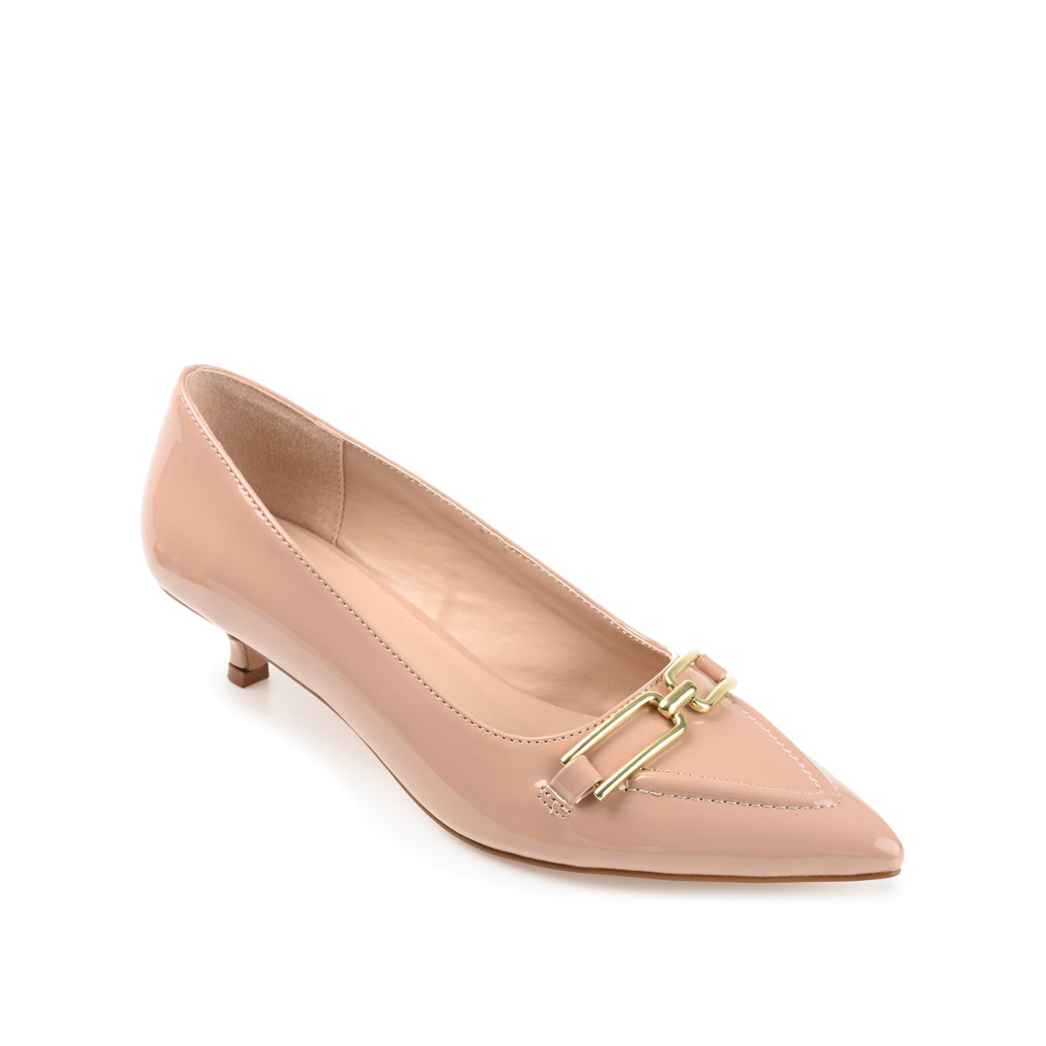 RUMI POINTED TOE KITTEN HEELS IN PATENT - Blush