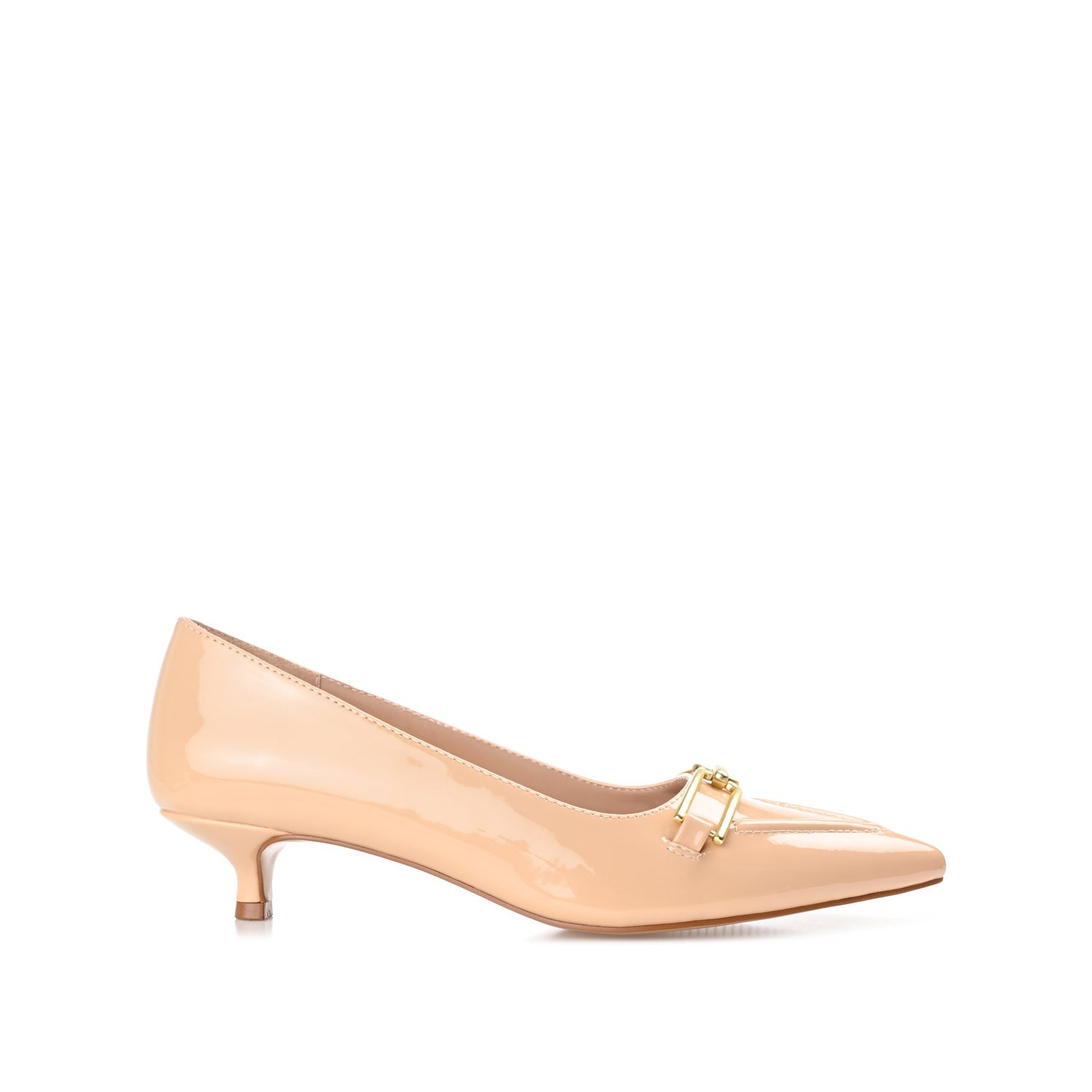 RUMI POINTED TOE KITTEN HEELS IN PATENT - Nude