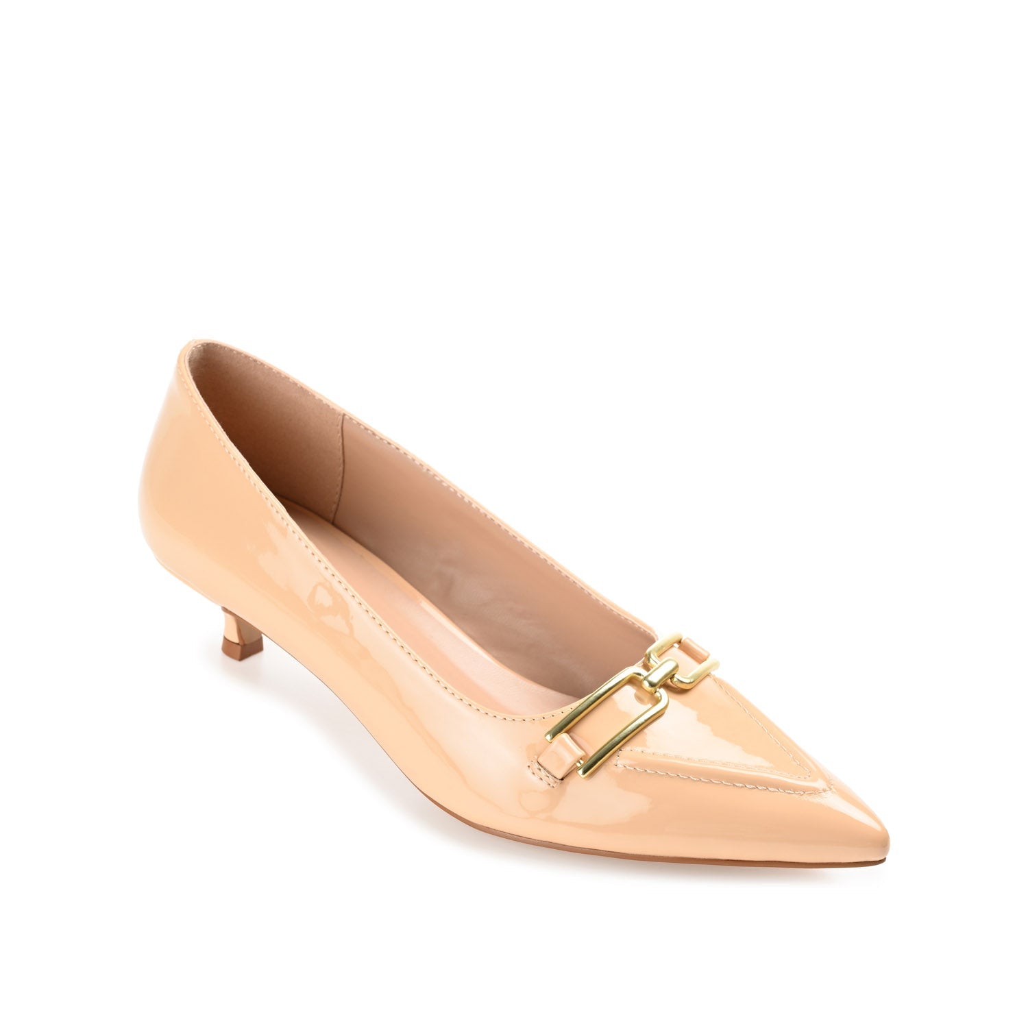 RUMI POINTED TOE KITTEN HEELS IN PATENT - Nude