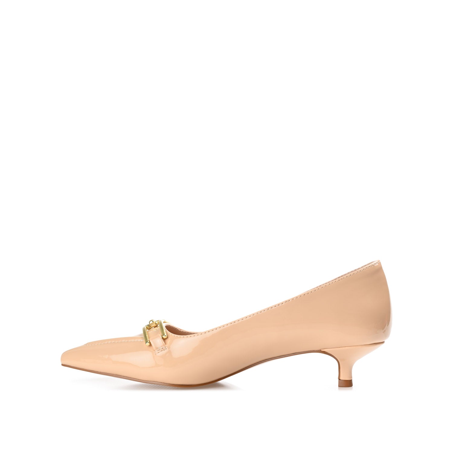 RUMI POINTED TOE KITTEN HEELS IN PATENT - Nude
