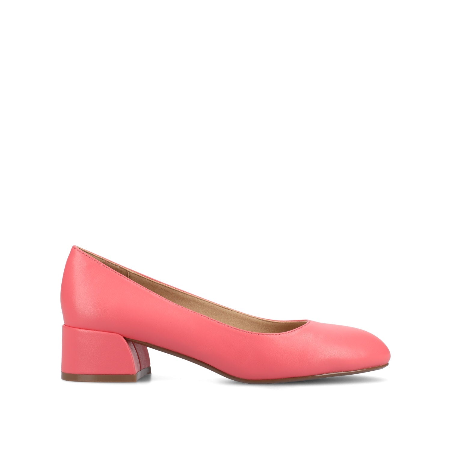 SAAR II BLOCK HEEL PUMPS IN VEGAN LEATHER - Coral PU