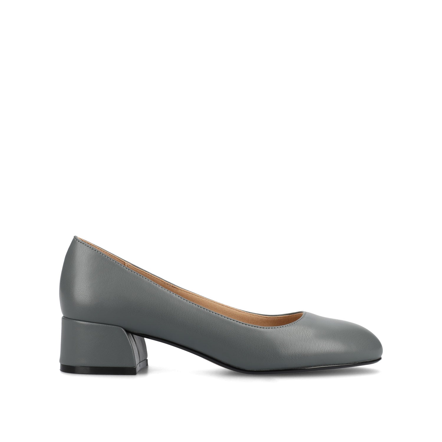 SAAR II BLOCK HEEL PUMPS IN VEGAN LEATHER - Slate PU
