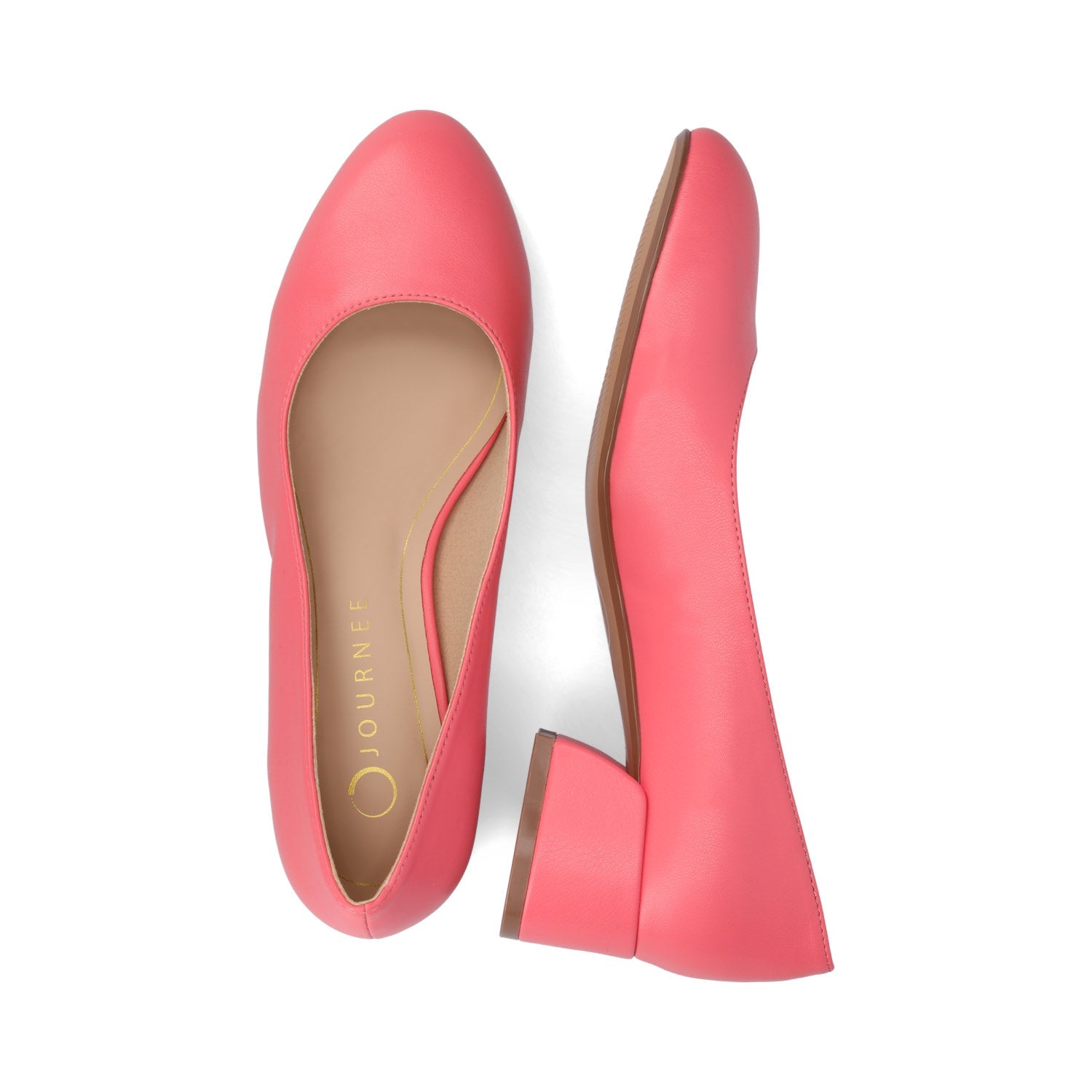 SAAR II VEGAN LEATHER PUMP HEELS IN WIDE - Coral PU
