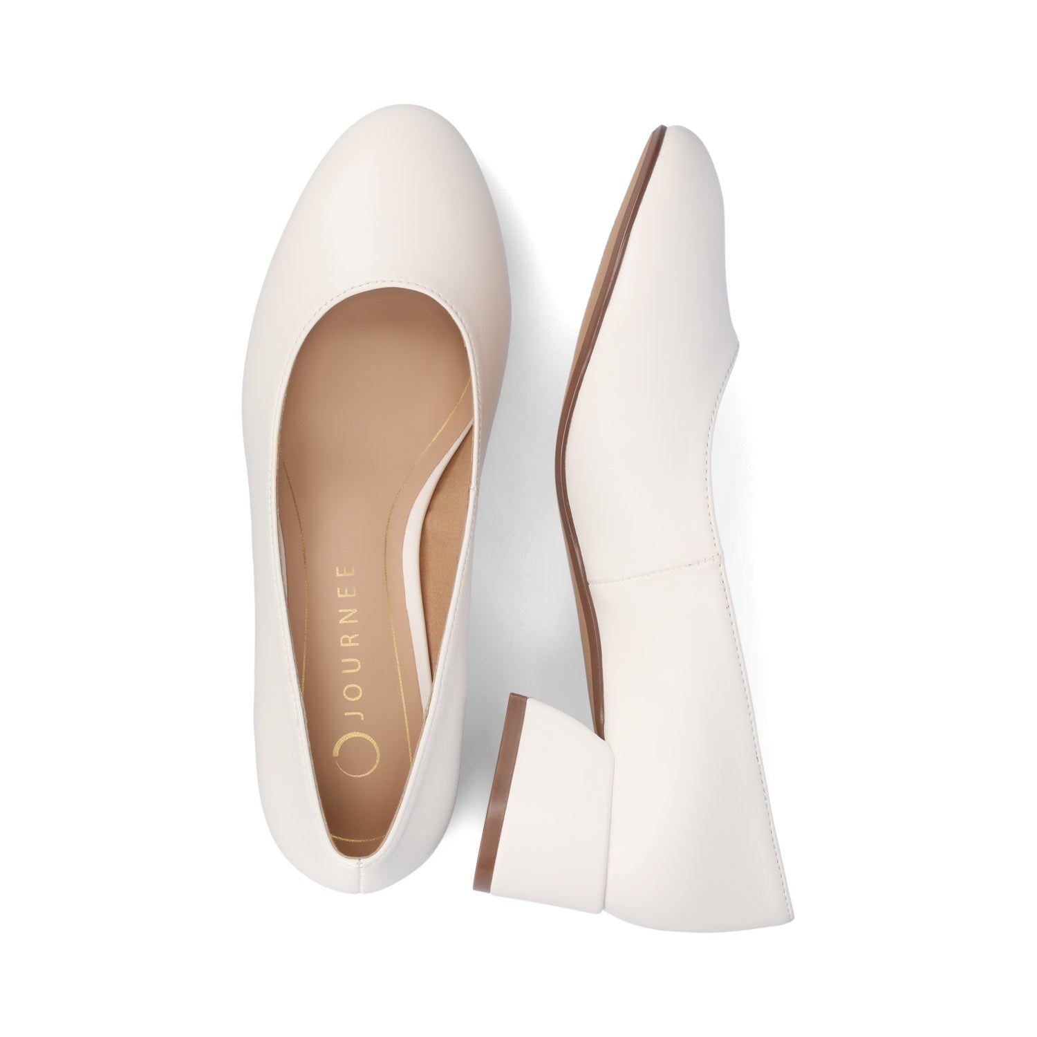SAAR II BLOCK HEEL PUMPS IN VEGAN LEATHER - White PU