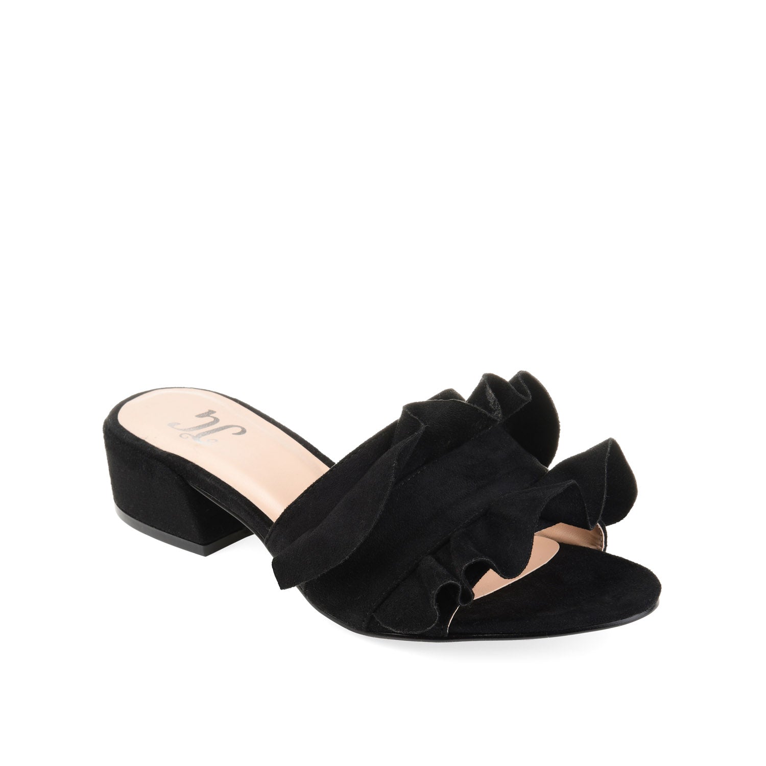 SABICA MULE BLOCK HEELS IN FAUX SUEDE - Black
