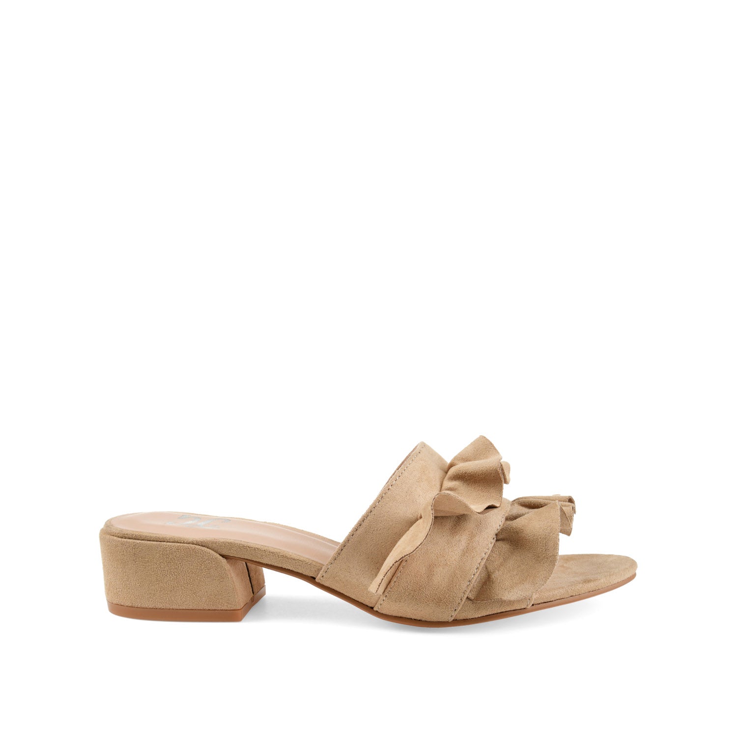 SABICA MULE BLOCK HEELS IN FAUX SUEDE - Nude