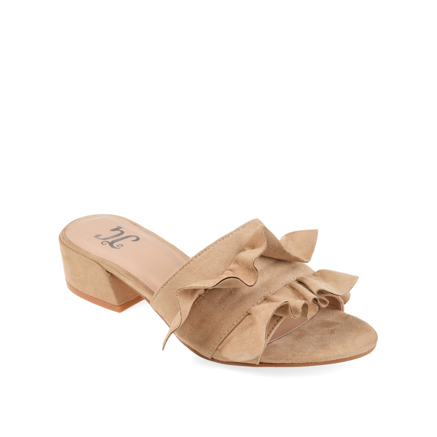 SABICA MULE BLOCK HEELS IN FAUX SUEDE - Nude