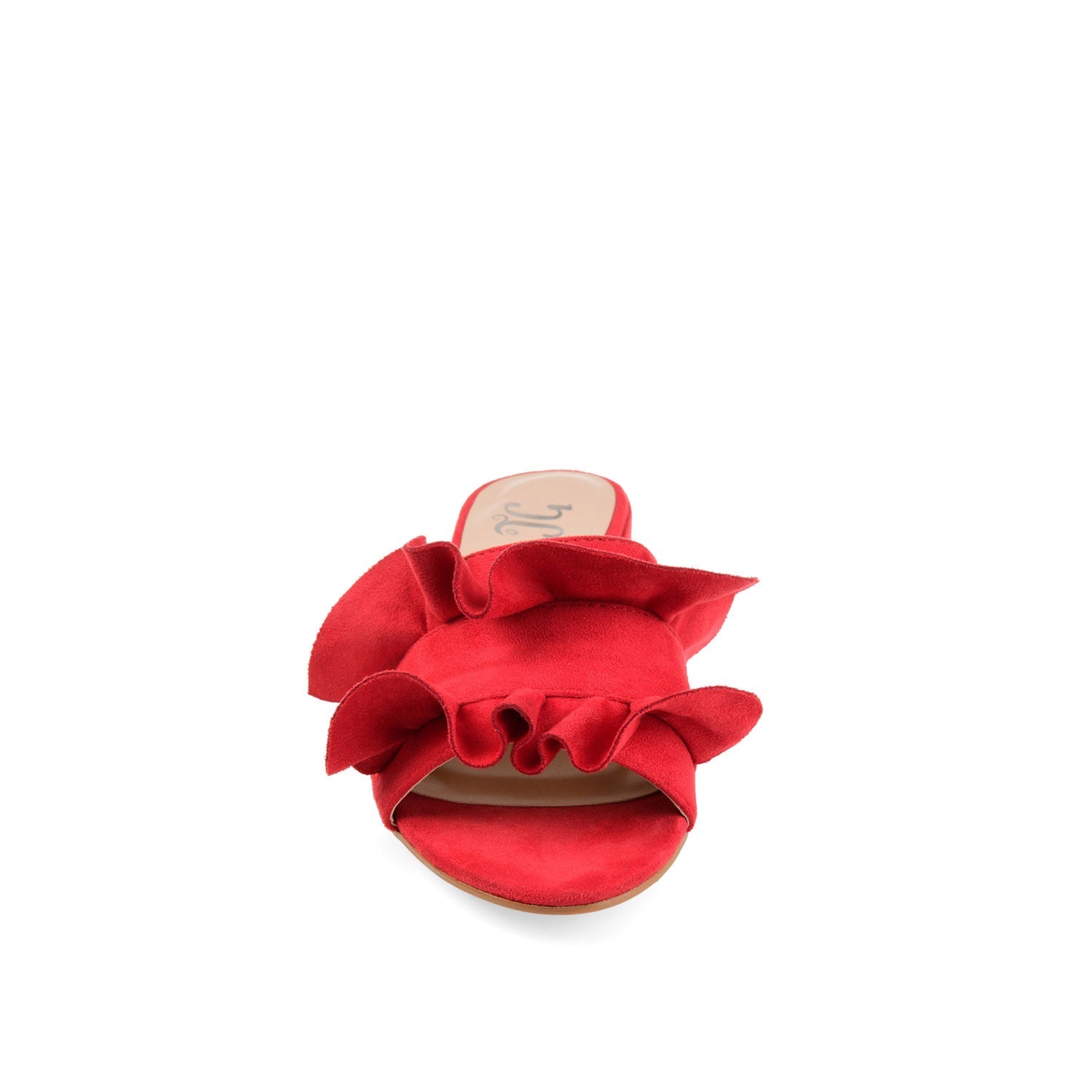 SABICA MULE BLOCK HEELS IN FAUX SUEDE - Red