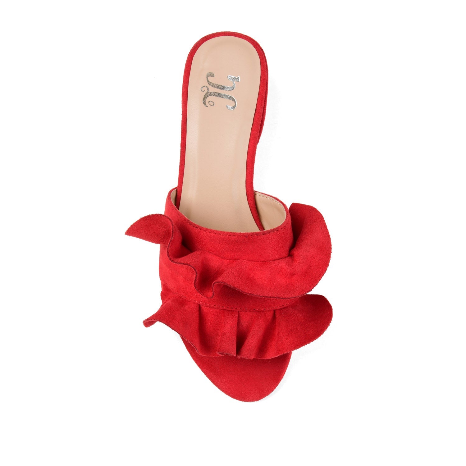 SABICA MULE BLOCK HEELS IN FAUX SUEDE - Red