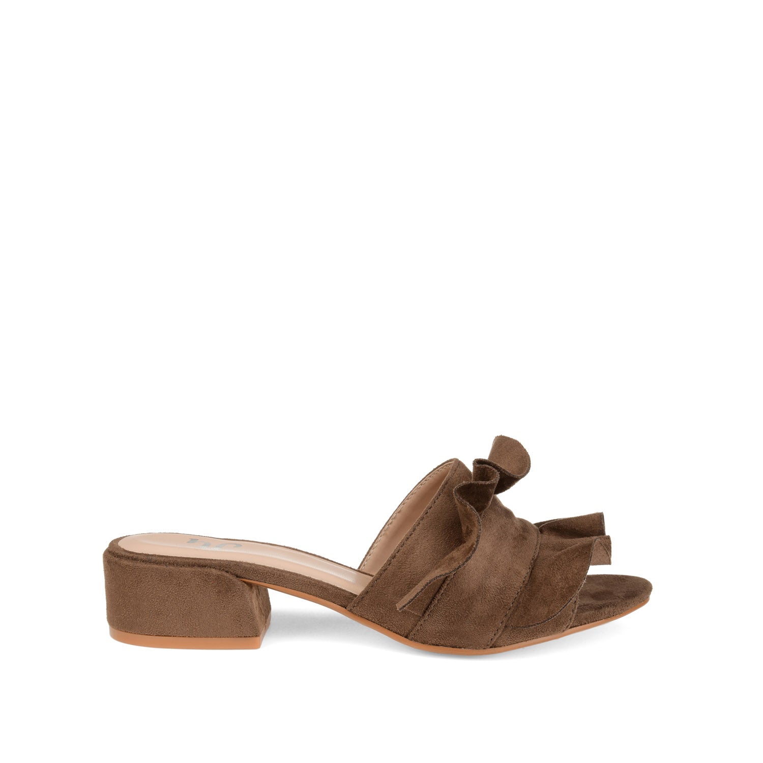 SABICA MULE BLOCK HEELS IN FAUX SUEDE - Taupe