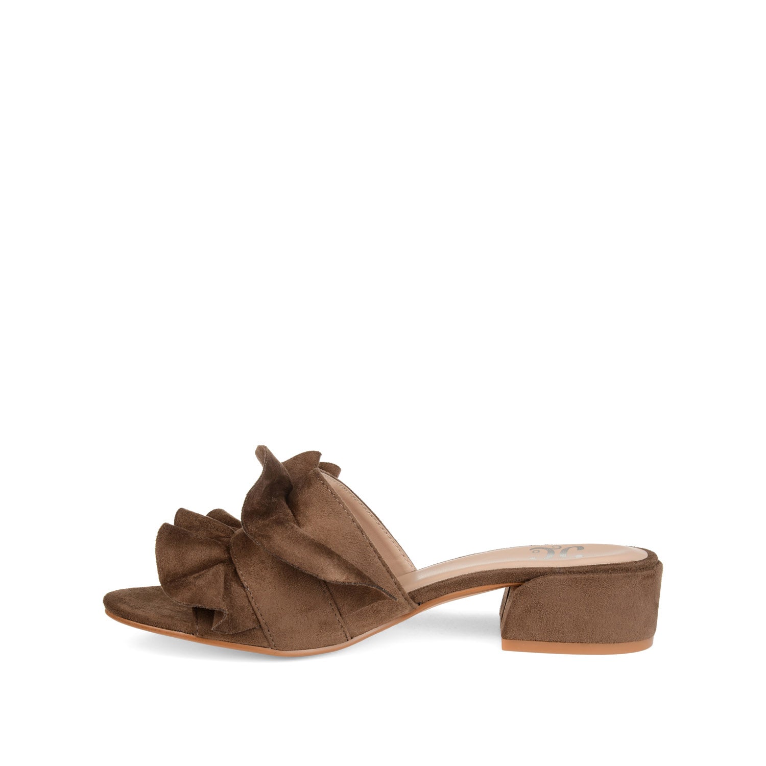 SABICA MULE BLOCK HEELS IN FAUX SUEDE - Taupe