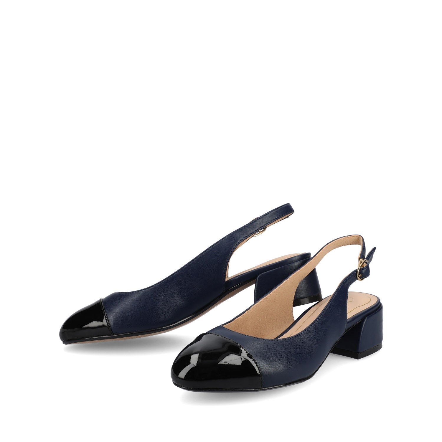 SAMMIE BLOCK HEELS IN VEGAN LEATHER - Navy PU
