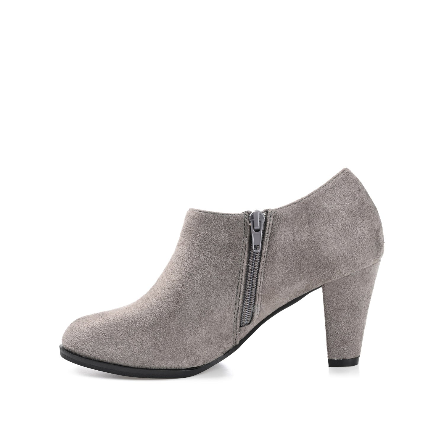 SANZI ZIP-UP BOOTIES IN FAUX SUEDE - Grey