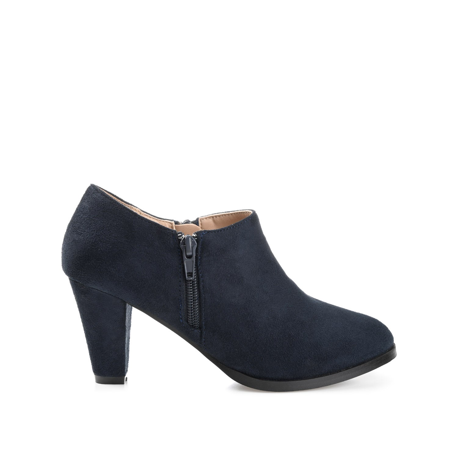 SANZI ZIP-UP BOOTIES IN FAUX SUEDE - Navy Nubuck