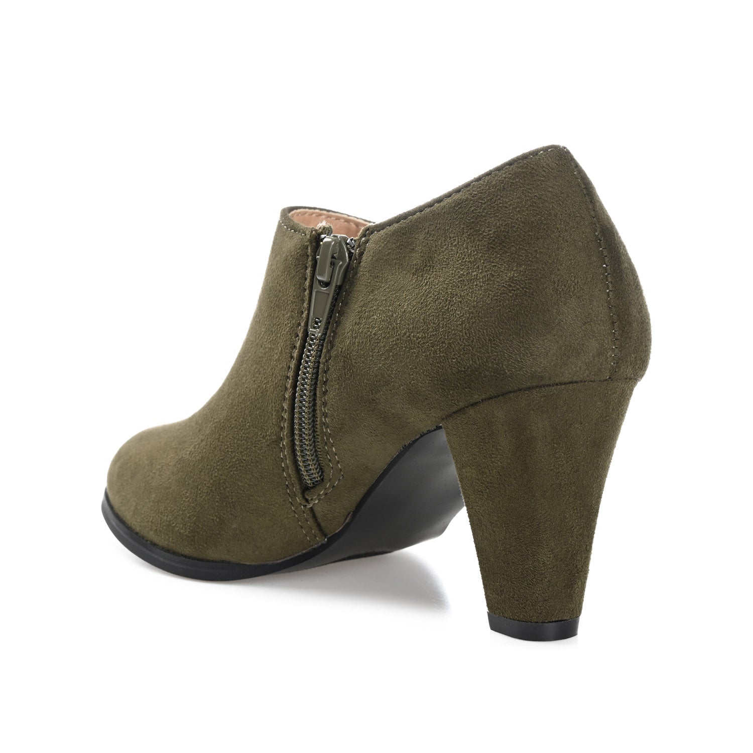 SANZI ZIP-UP BOOTIES IN FAUX SUEDE - Olive