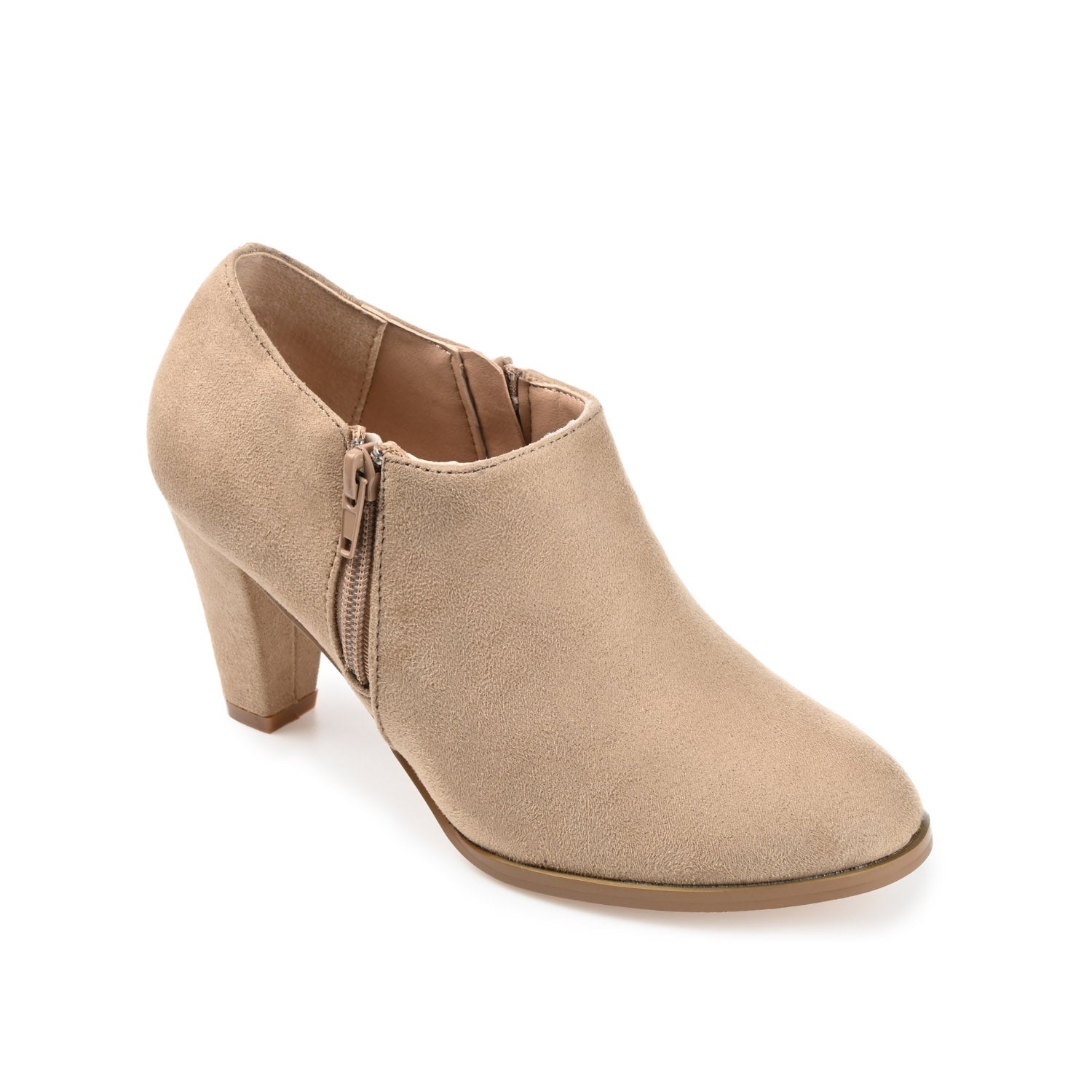 SANZI ZIP-UP BOOTIES IN FAUX SUEDE - Taupe