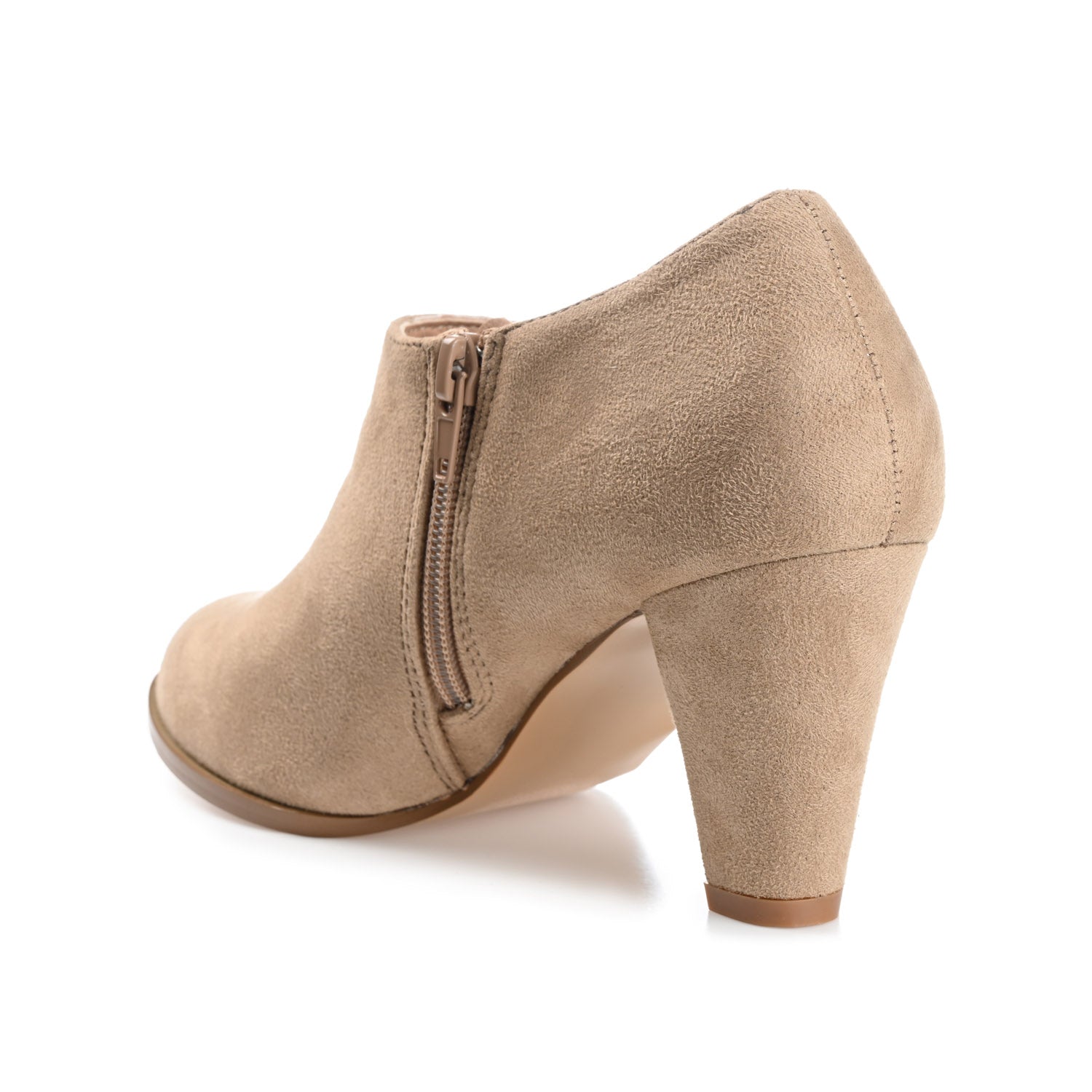 SANZI ZIP-UP BOOTIES IN FAUX SUEDE - Taupe