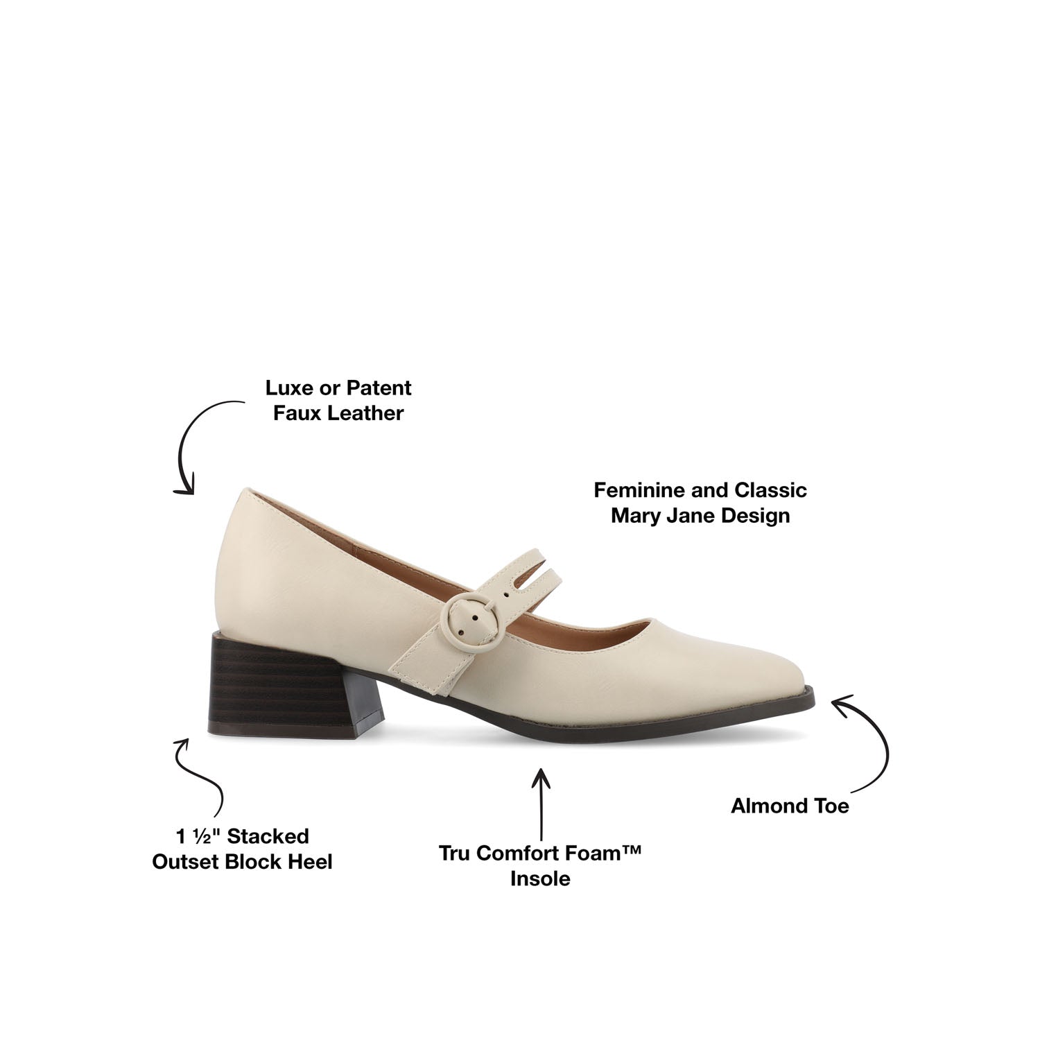 SAVVI MARY JANE PUMP HEELS IN VEGAN LEATHER