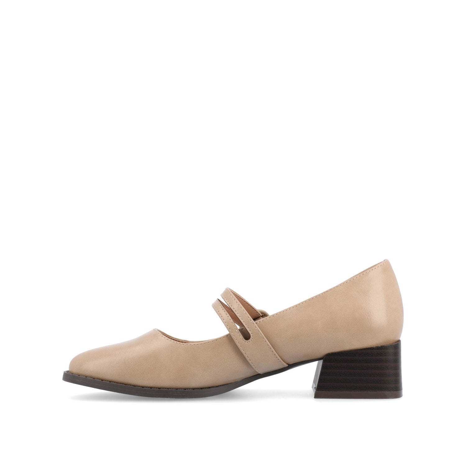 SAVVI MARY JANE PUMP HEELS IN VEGAN LEATHER - Sand