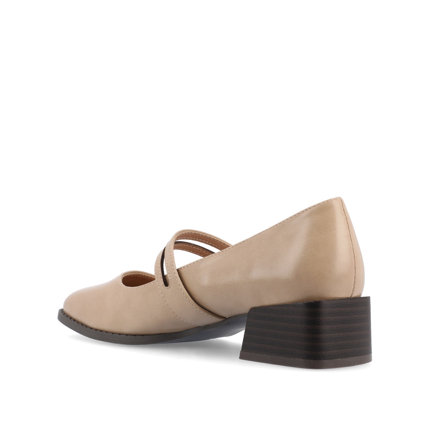 SAVVI MARY JANE PUMP HEELS IN VEGAN LEATHER - Sand