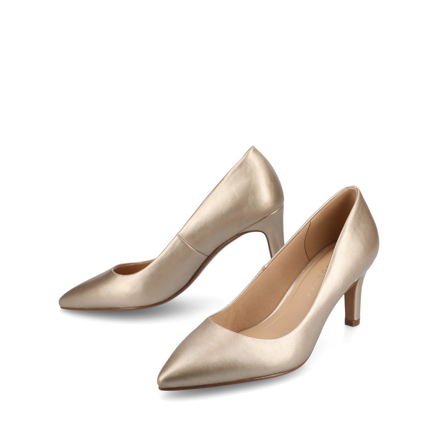 SCYLEE STILETTO PUMP HEELS IN VEGAN LEATHER - Champagne PU