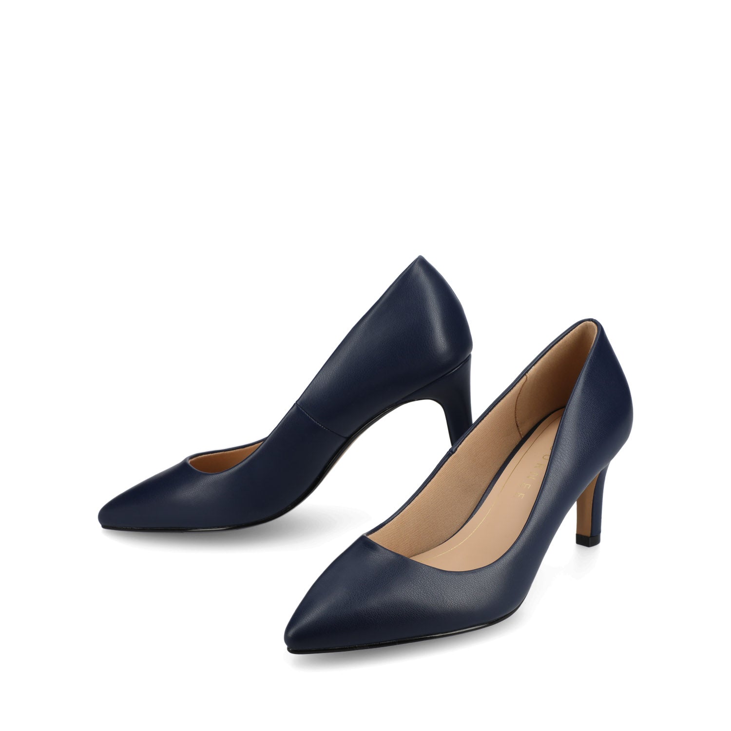 SCYLEE LEATHER STILETTO HEELS IN WIDE - Navy PU