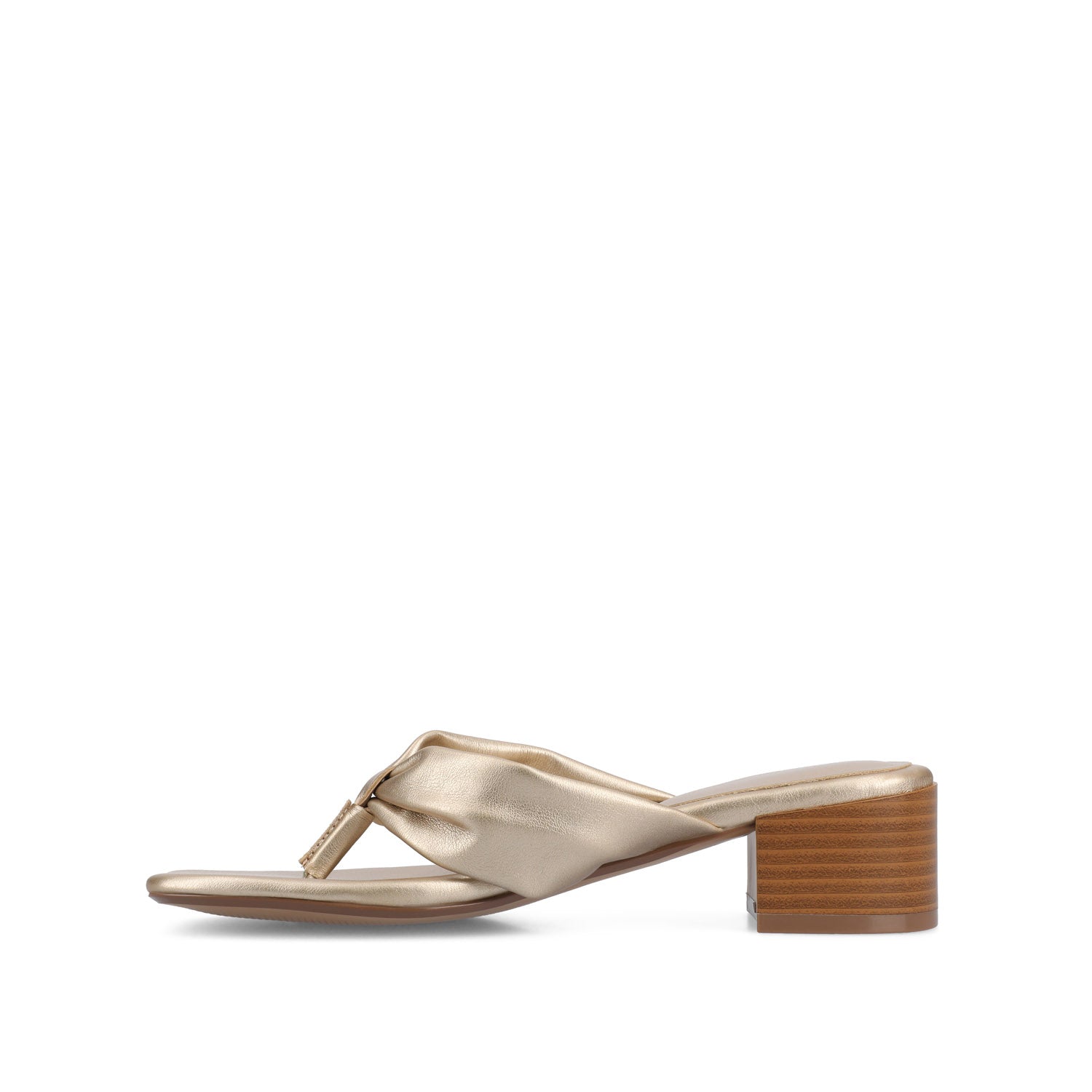 SEELAH BLOCK HEELED SANDALS IN VEGAN LEATHER - Champagne
