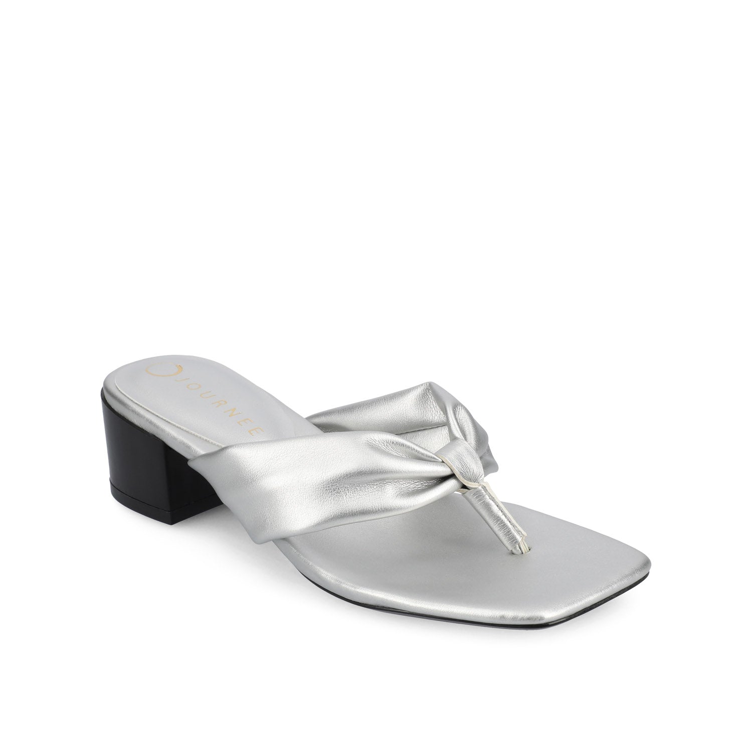 SEELAH BLOCK HEELED SANDALS IN VEGAN LEATHER - Silver