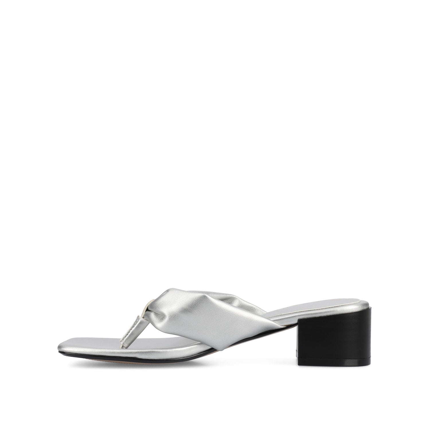 SEELAH BLOCK HEELED SANDALS IN VEGAN LEATHER - Silver
