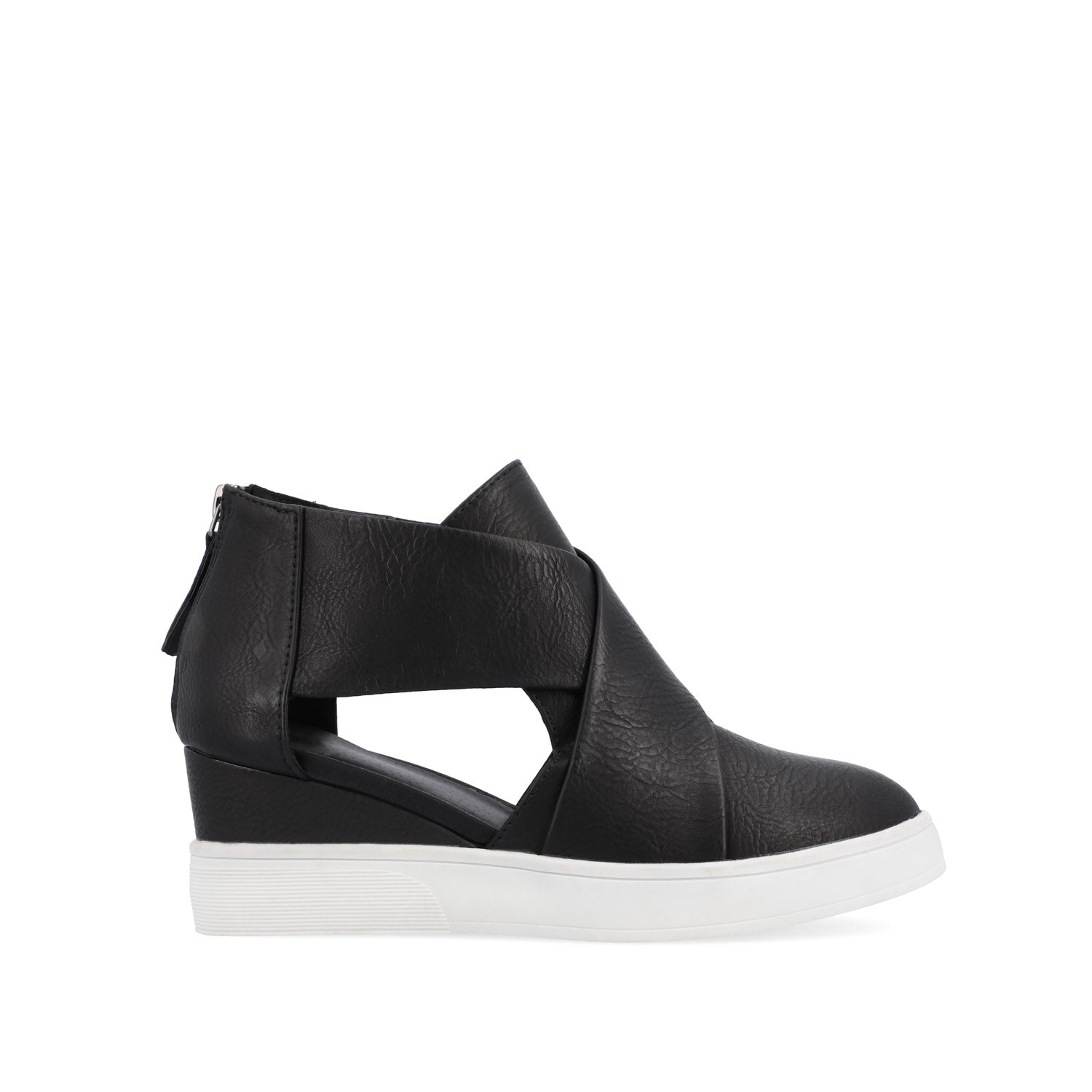 SEENA WEDGE SNEAKERS IN VEGAN LEATHER - Black