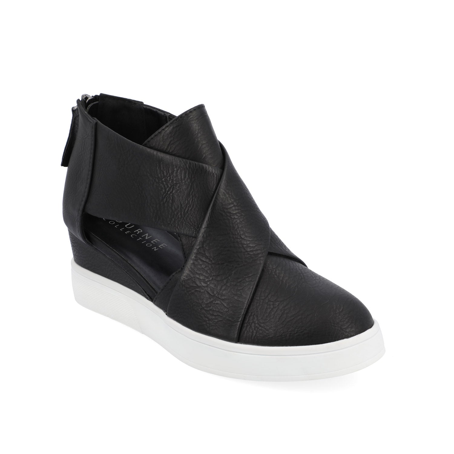 SEENA WEDGE SNEAKERS IN VEGAN LEATHER - Black