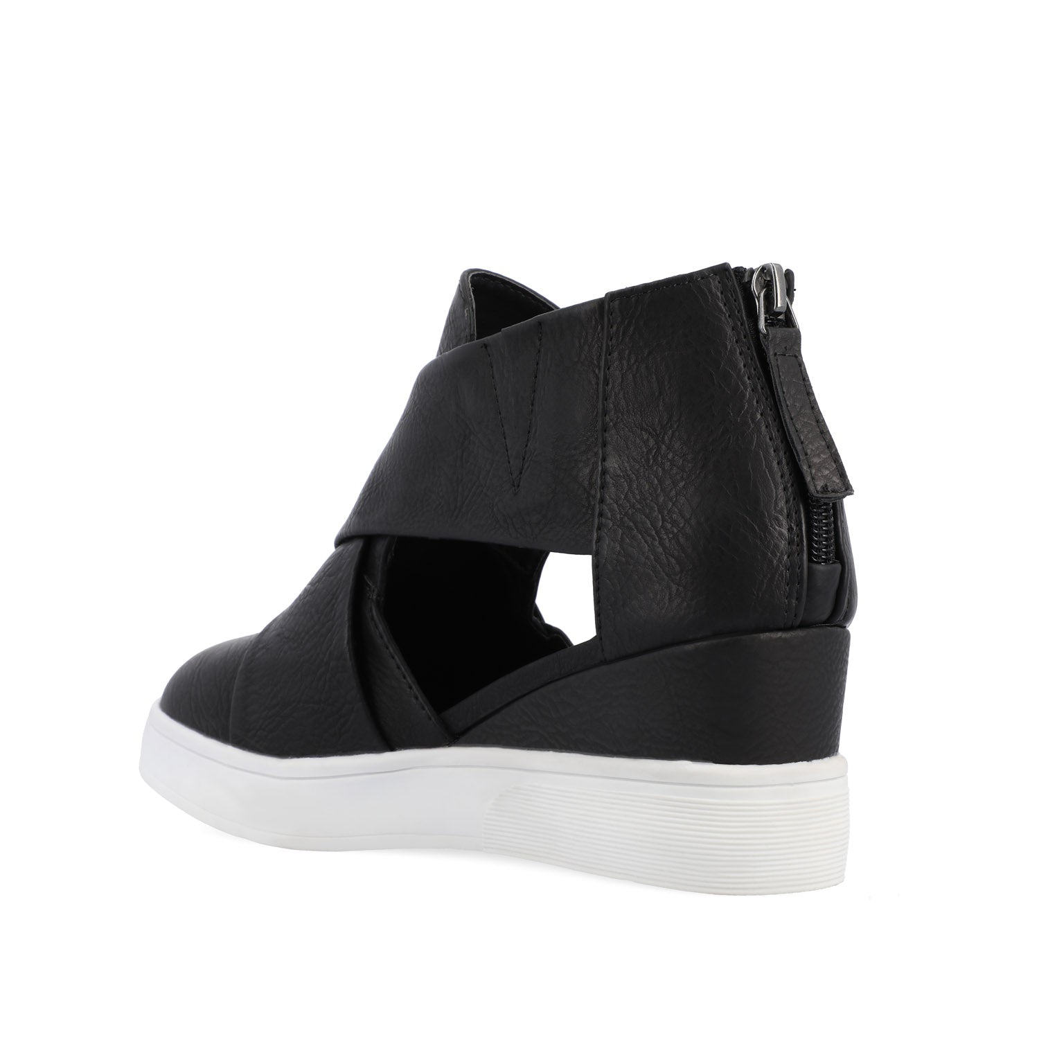 SEENA WEDGE SNEAKERS IN VEGAN LEATHER - Black