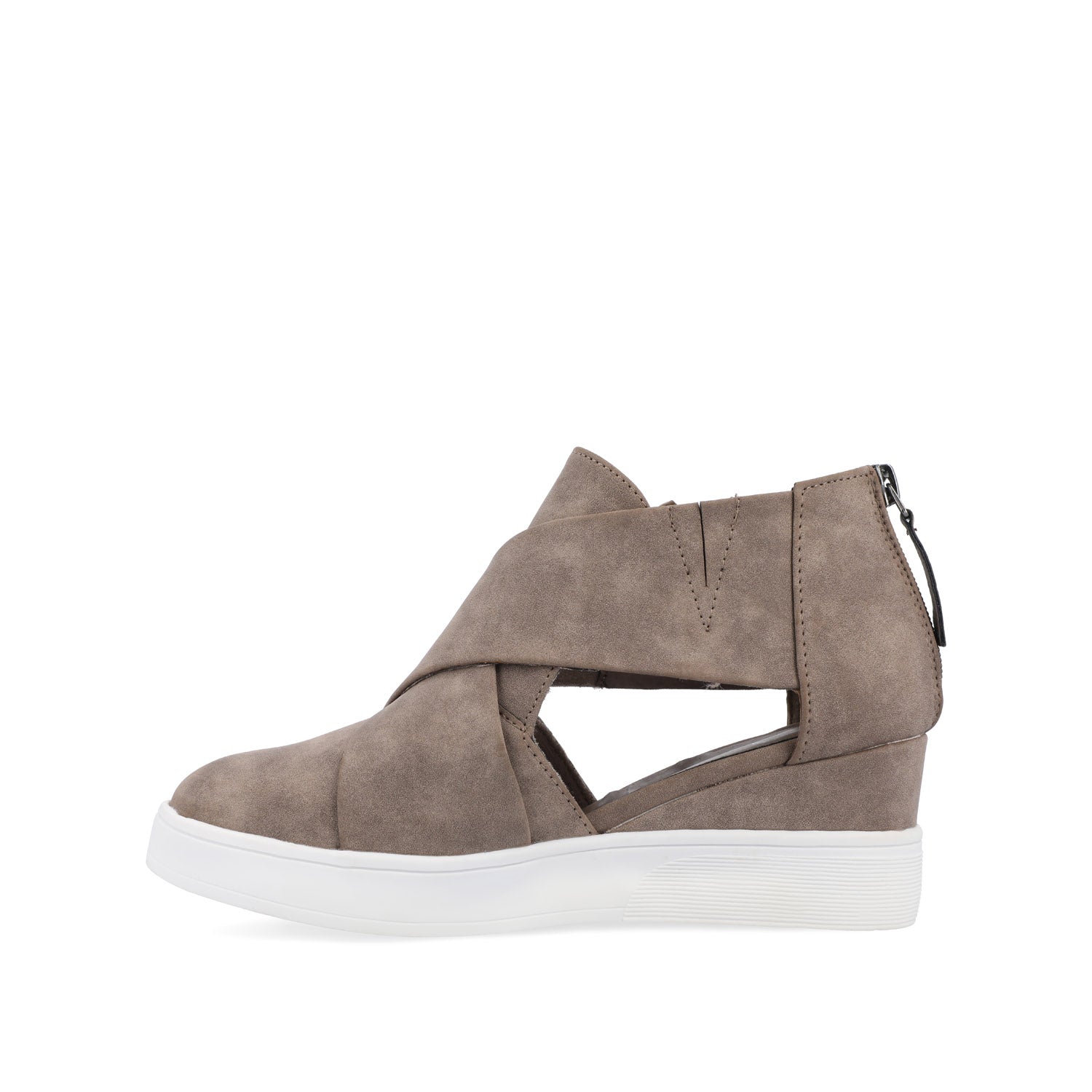 SEENA WEDGE SNEAKERS IN VEGAN LEATHER - Taupe