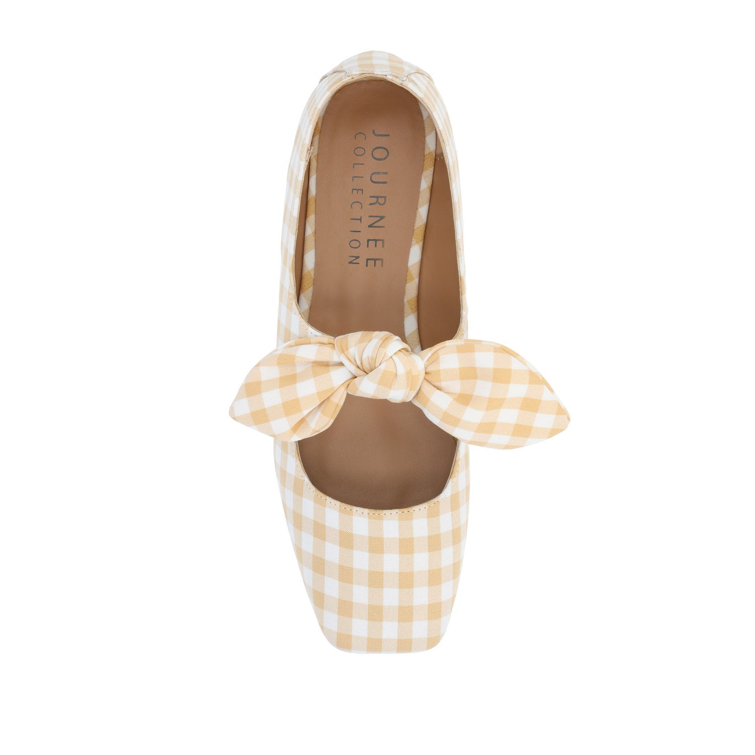 SERALINN BALLET MARY JANE FLATS IN FABRIC - Tan Plaid 2