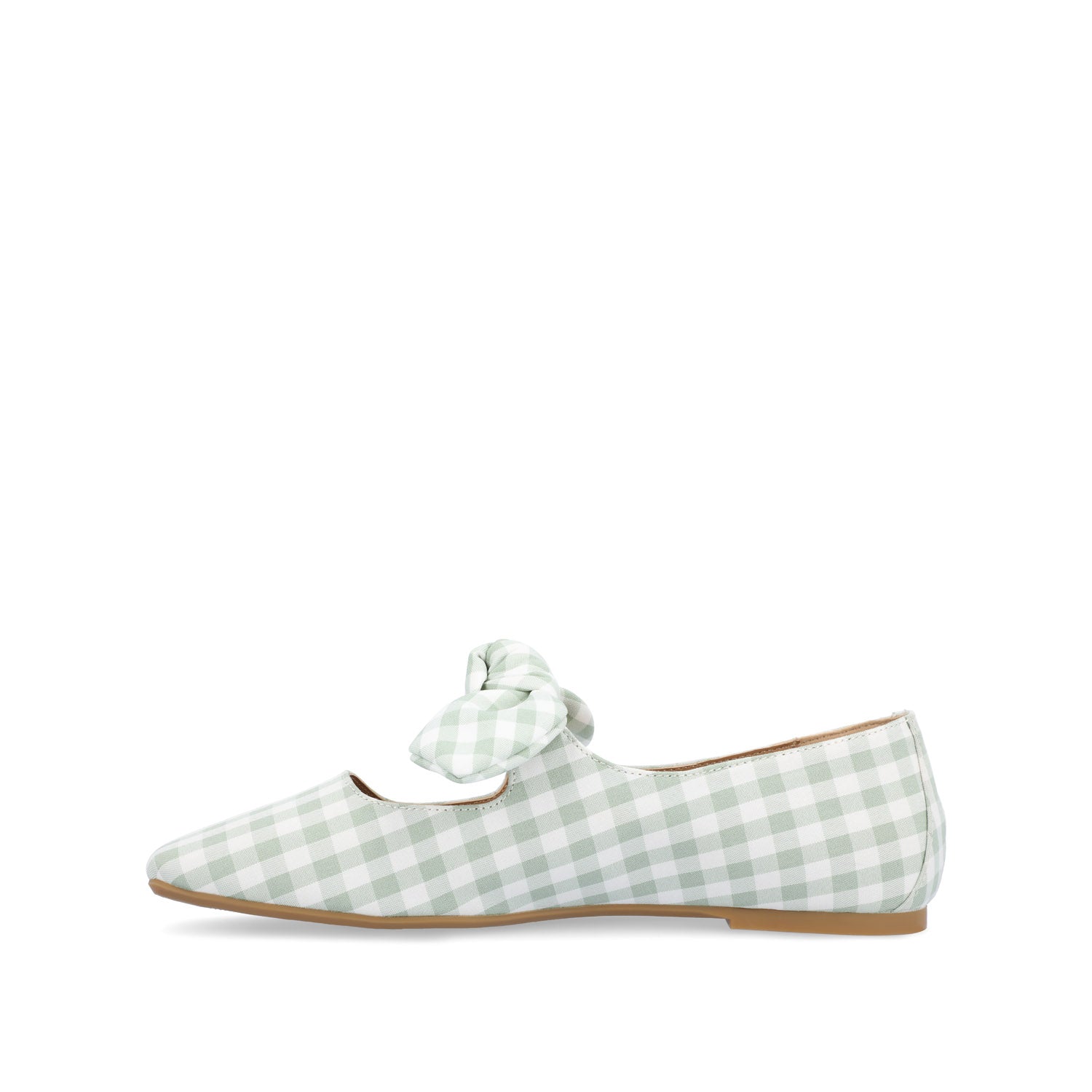 SERALINN BALLET MARY JANE FLATS IN FABRIC - Sage Plaid 2