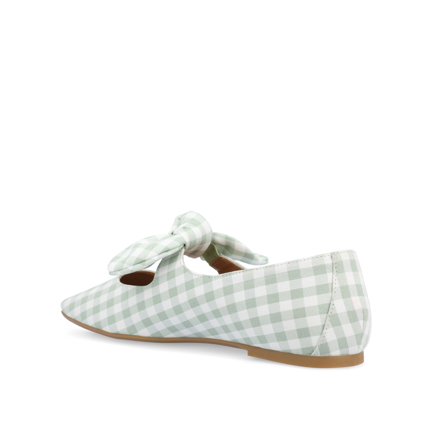 SERALINN BALLET MARY JANE FLATS IN FABRIC - Sage Plaid 2
