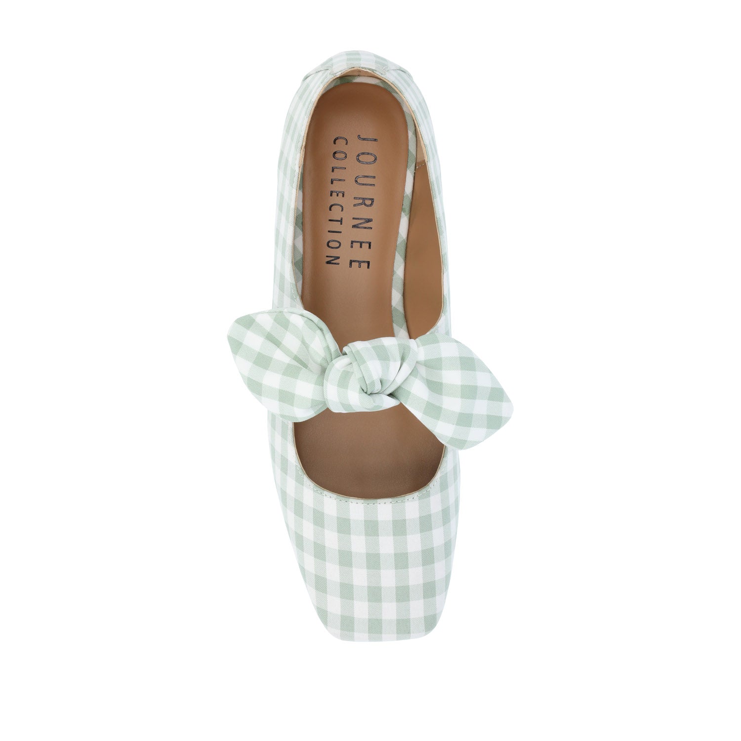 SERALINN BALLET MARY JANE FLATS IN FABRIC - Sage Plaid 2
