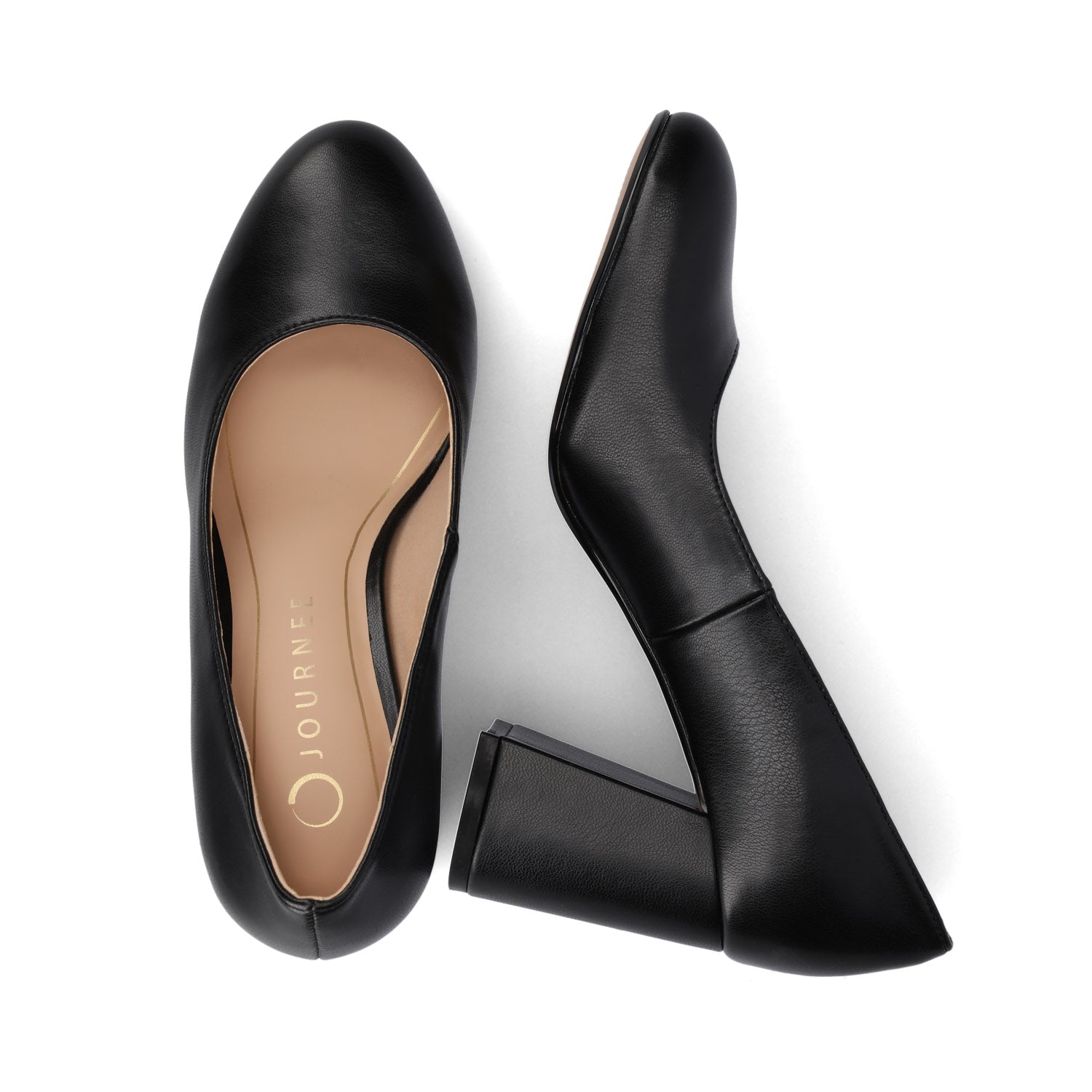 SERAPHINA BLOCK PUMP HEELS - Black PU