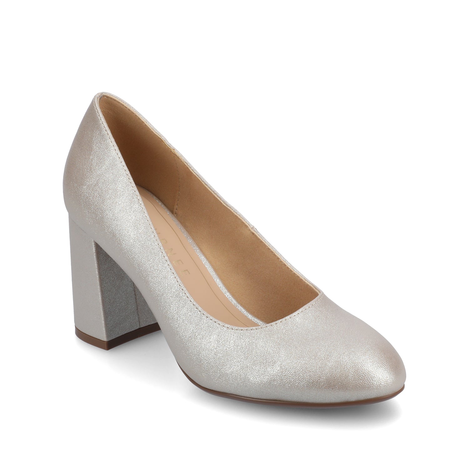 SERAPHINA BLOCK HEEL PUMPS - Champagne