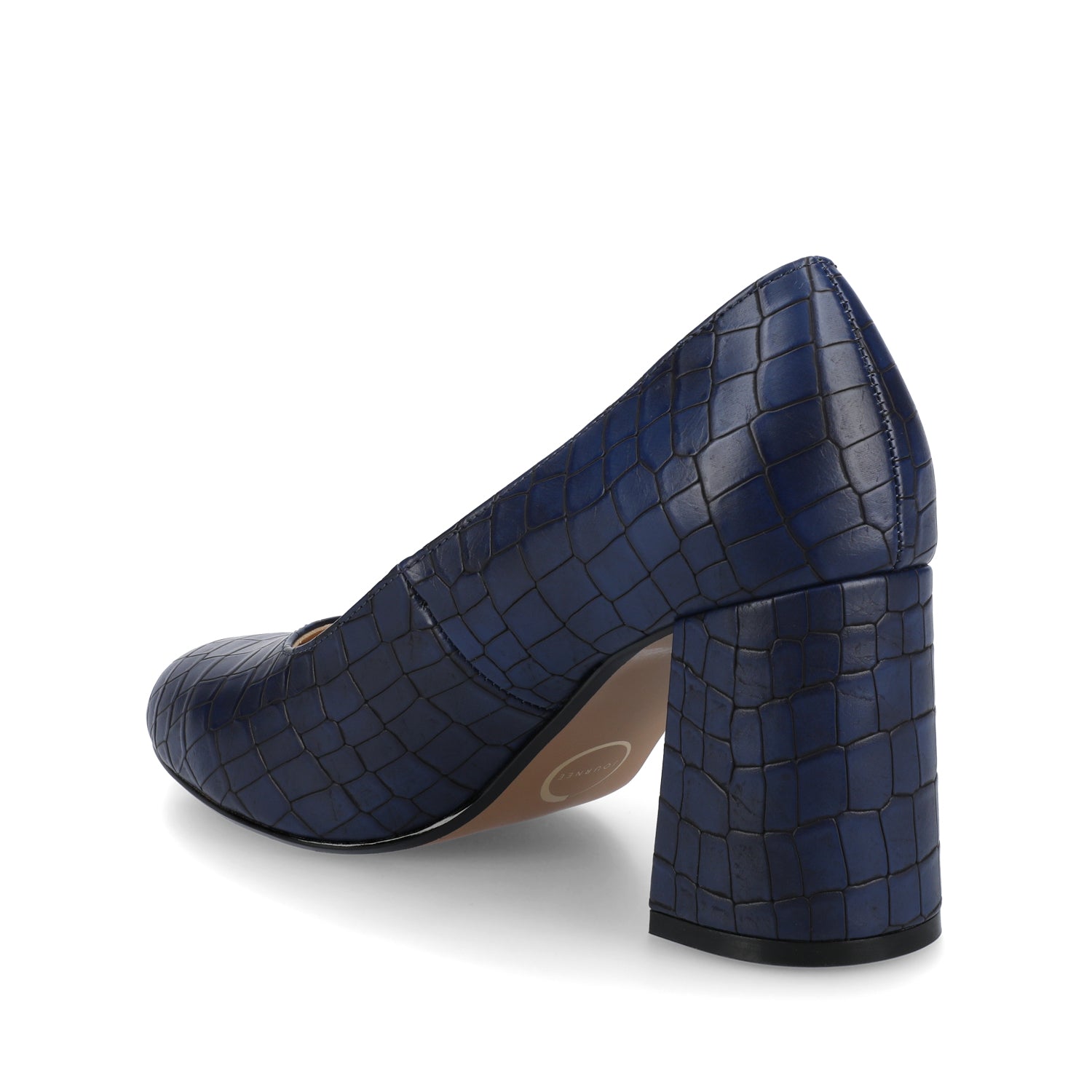 SERAPHINA BLOCK HEEL PUMPS - Croco Blue