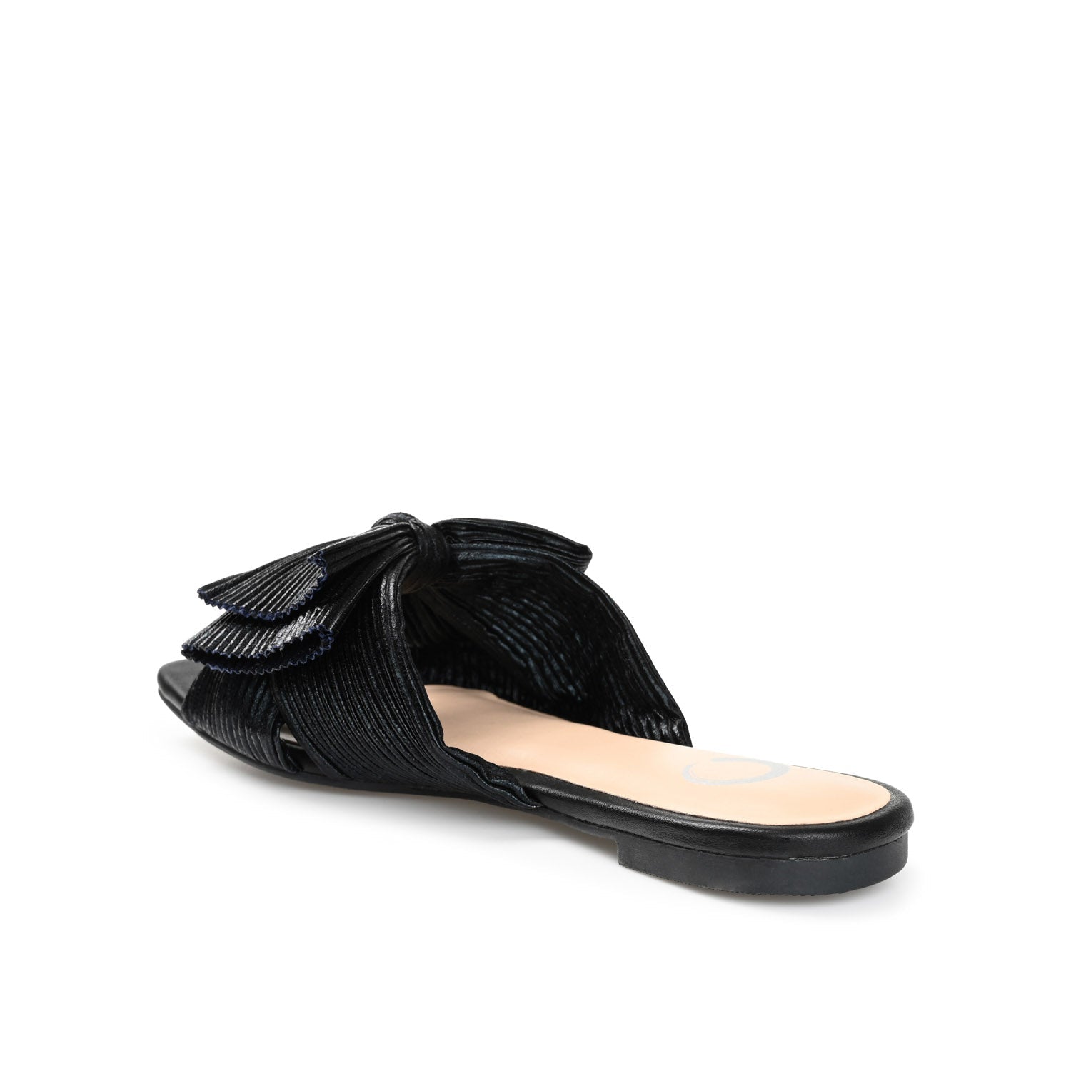 SERLINA PLEATED SLIDE SANDALS IN WIDE - Black