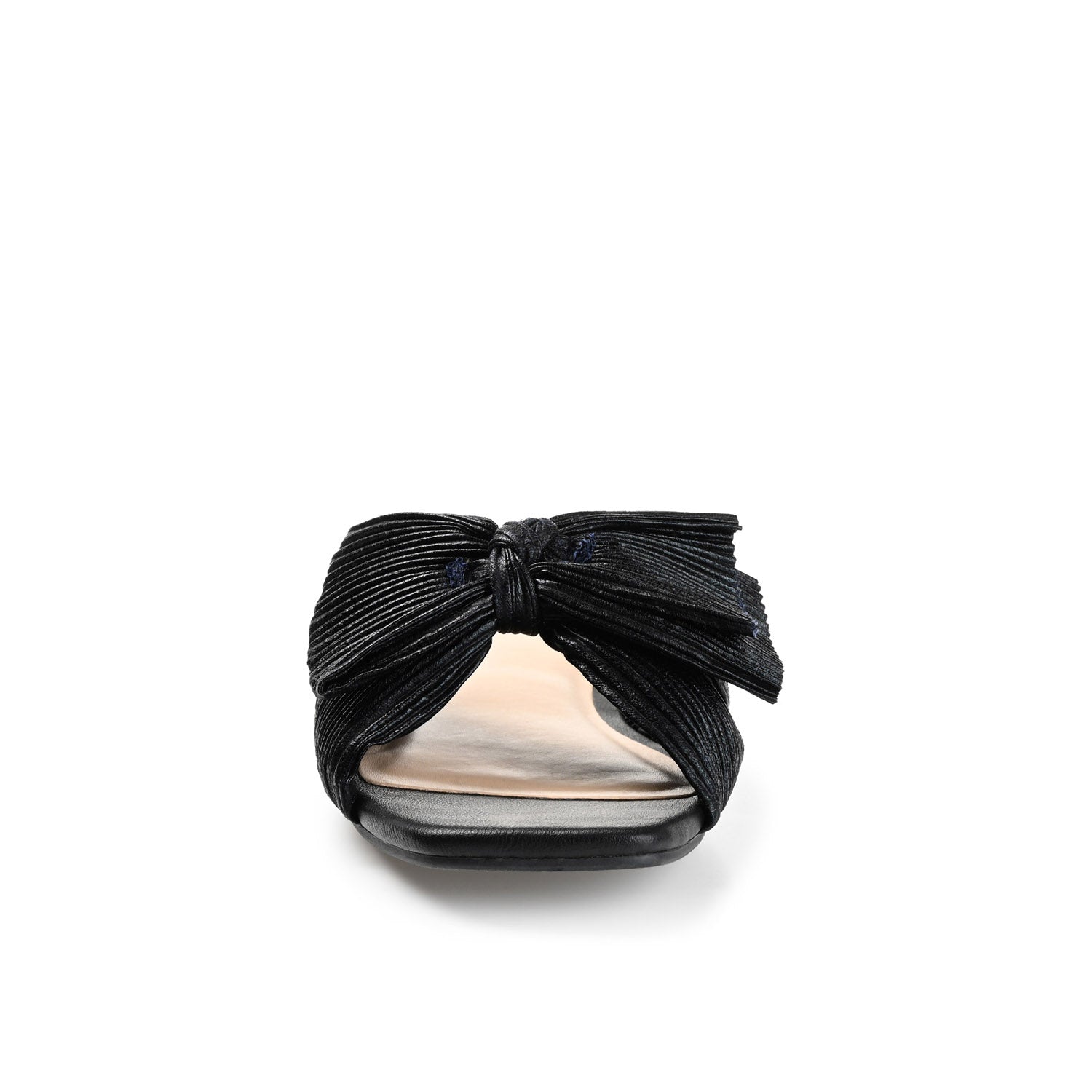 SERLINA PLEATED SLIDE SANDALS IN FOIL - Black