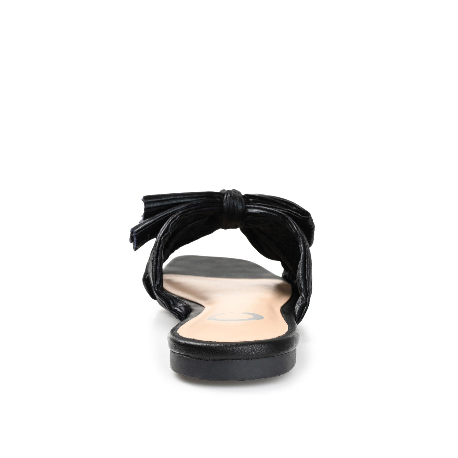 SERLINA PLEATED SLIDE SANDALS IN FOIL - Black