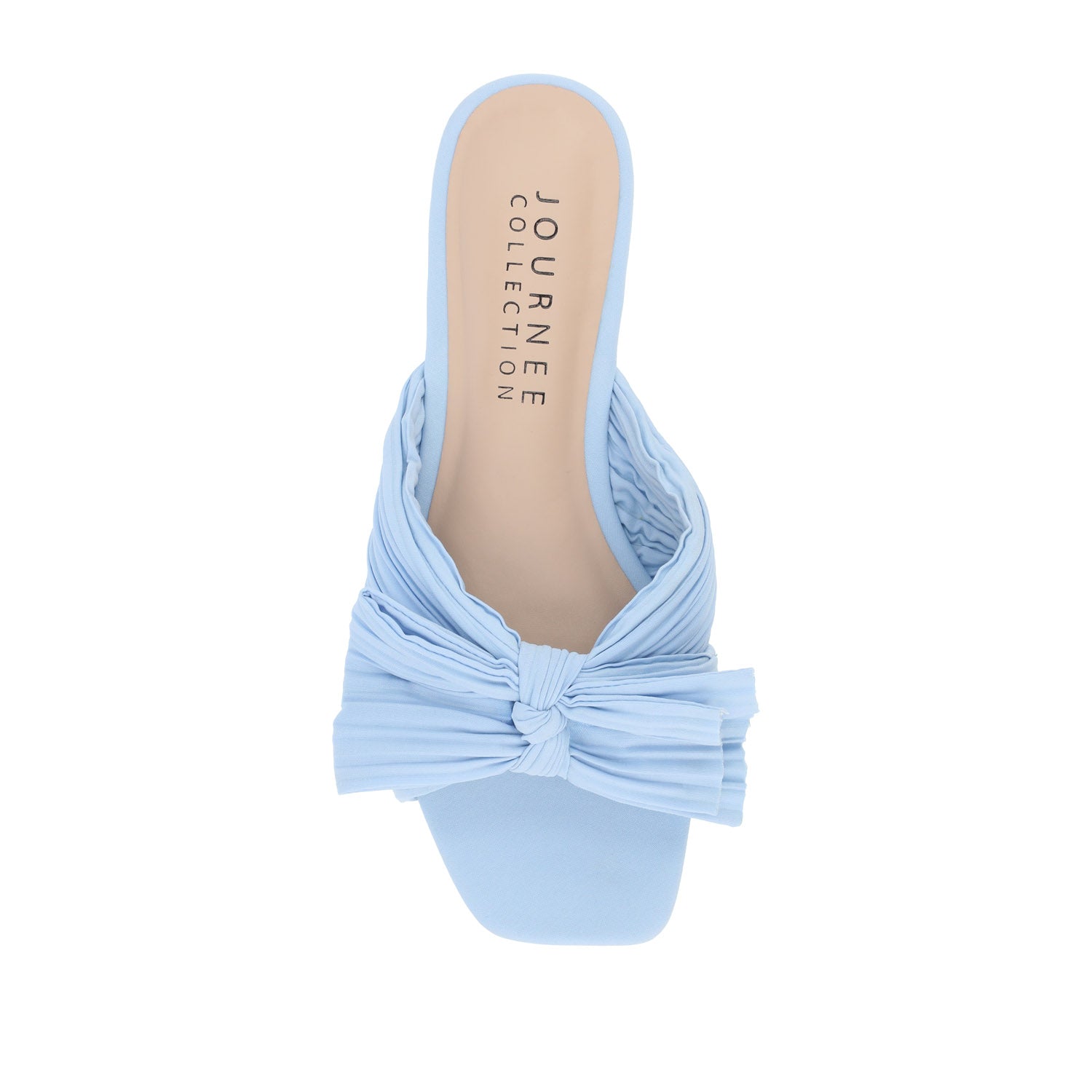 SERLINA PLEATED SLIDE SANDALS IN WIDE - Light Blue