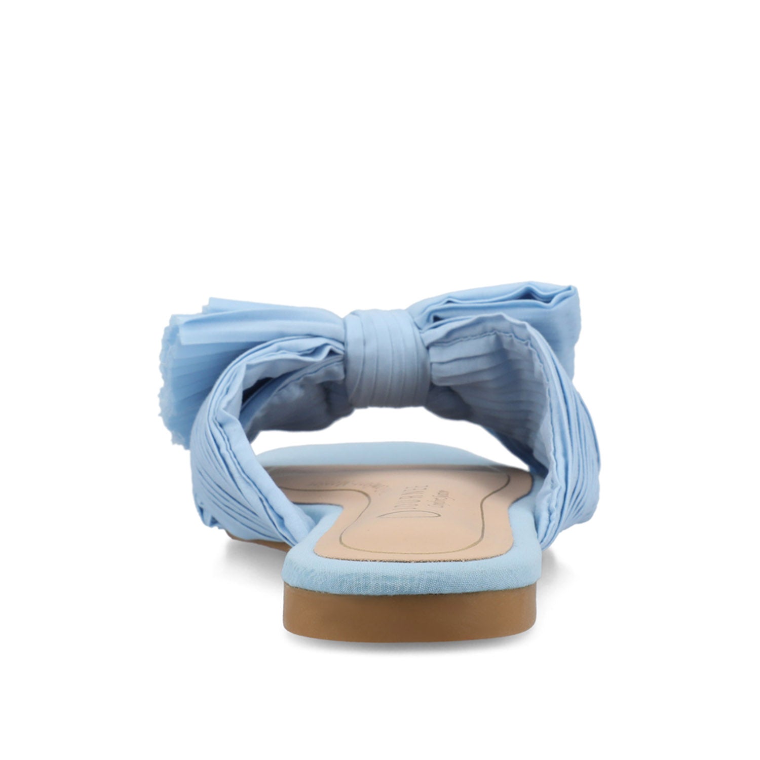 SERLINA PLEATED SLIDE SANDALS IN FOIL - Light Blue