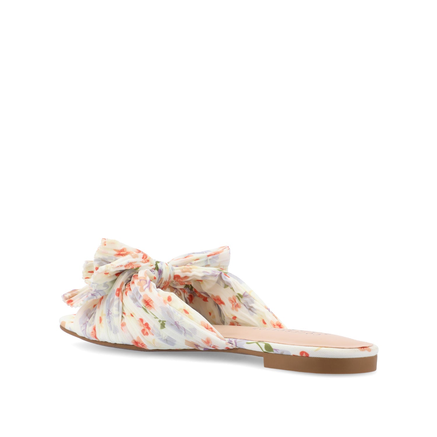 SERLINA PLEATED SLIDE SANDALS IN FOIL - Light Floral Fabric