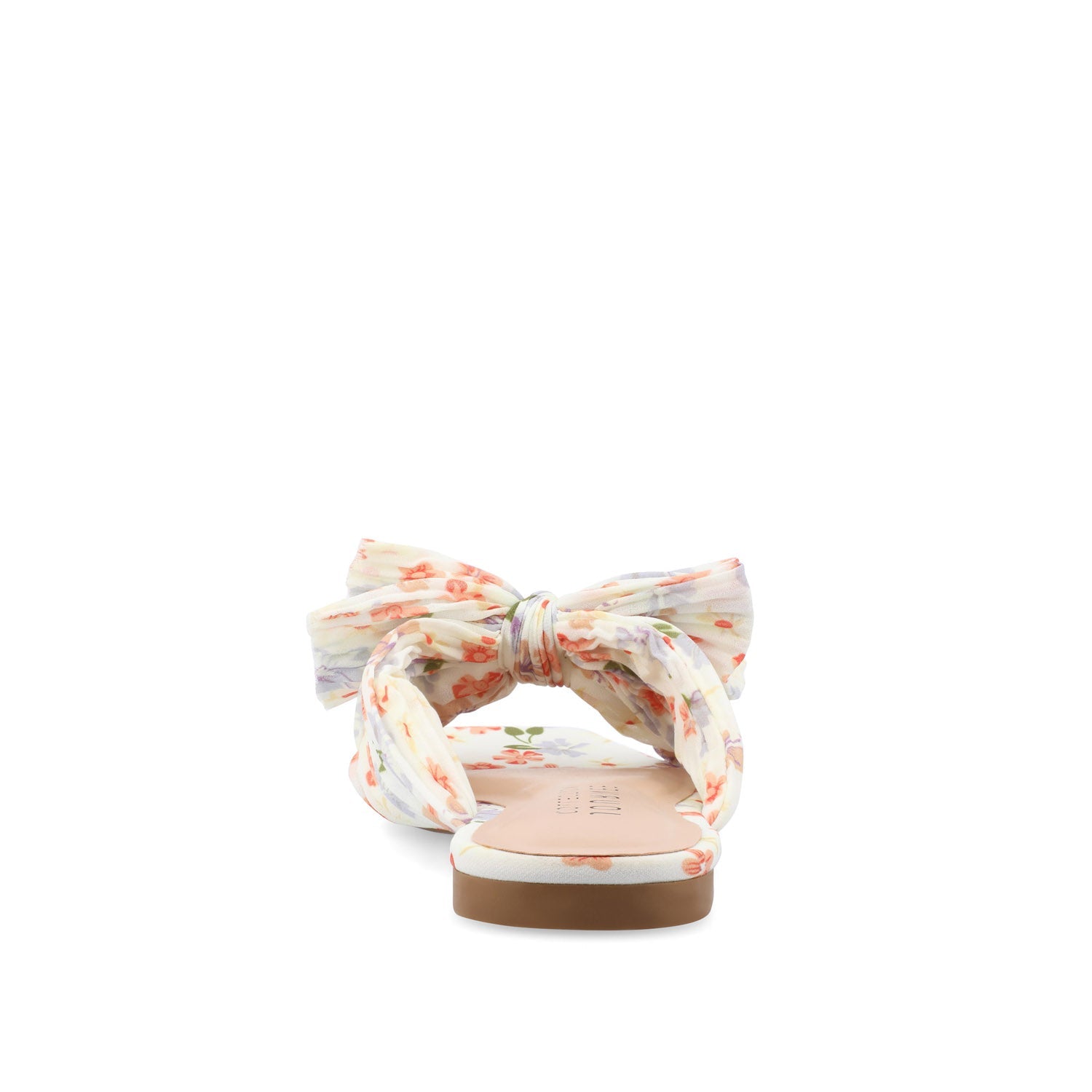 SERLINA PLEATED SLIDE SANDALS IN WIDE - Light Floral Fabric