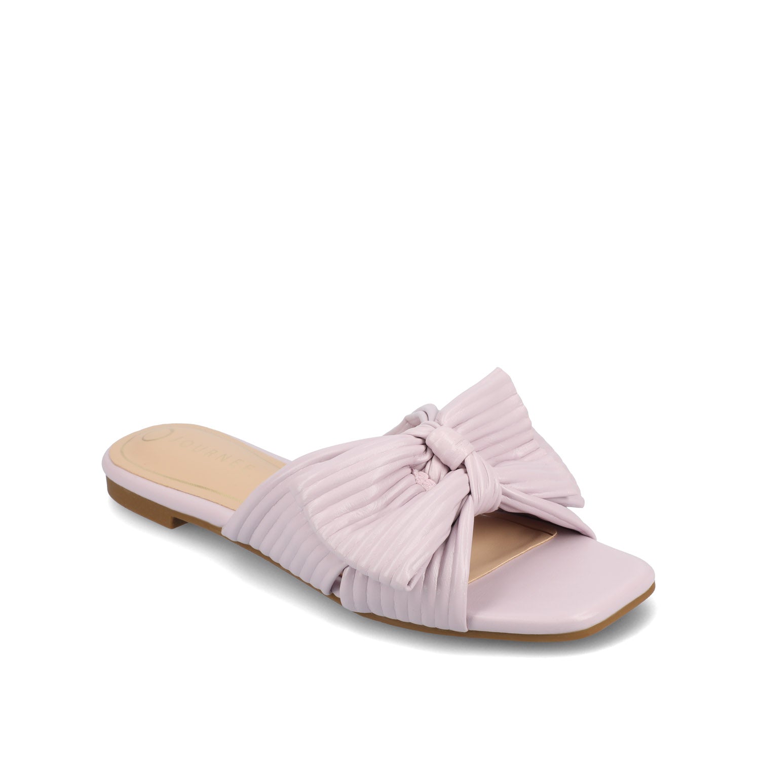 SERLINA PLEATED SLIDE SANDALS IN FOIL - Lilac