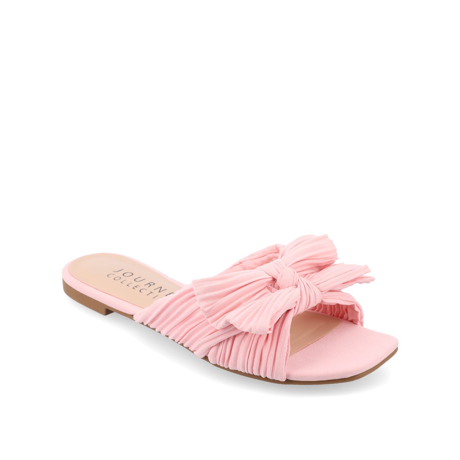 SERLINA PLEATED SLIDE SANDALS IN FOIL - Pink