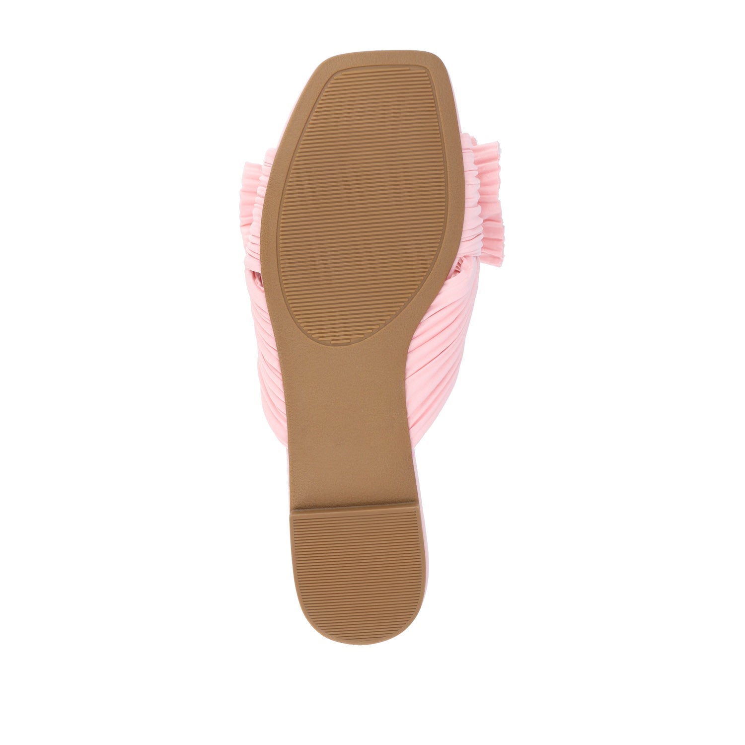 SERLINA PLEATED SLIDE SANDALS IN FOIL - Pink